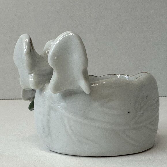 Vintage Doves Flower Planter Trinket Ring Box White w/Gold Trim Pink Floral RARE - Picture 10 of 13